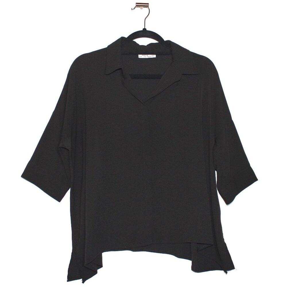 Black Button Down Blouse Size Large - image 1